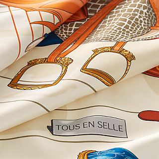 Tous en Selle scarf 90 - Orange | Hermès Mainland China